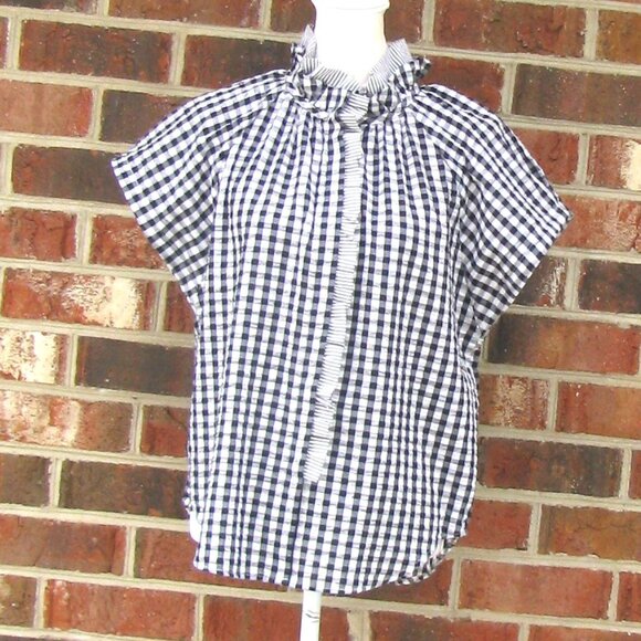 Sundays Leah Button front ruffle shirt top blouse Medium cotton luxury style - Picture 4 of 8